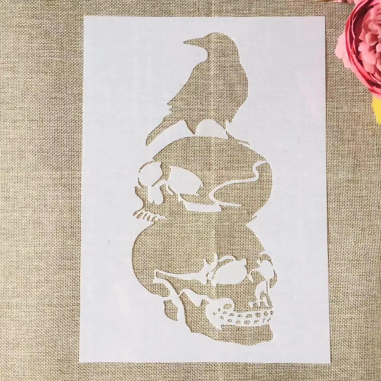 

A4 29cm Two Skull Crow DIY Layering Stencils Wall Painting Scrapbook Coloring Embossing Album Decorative Template