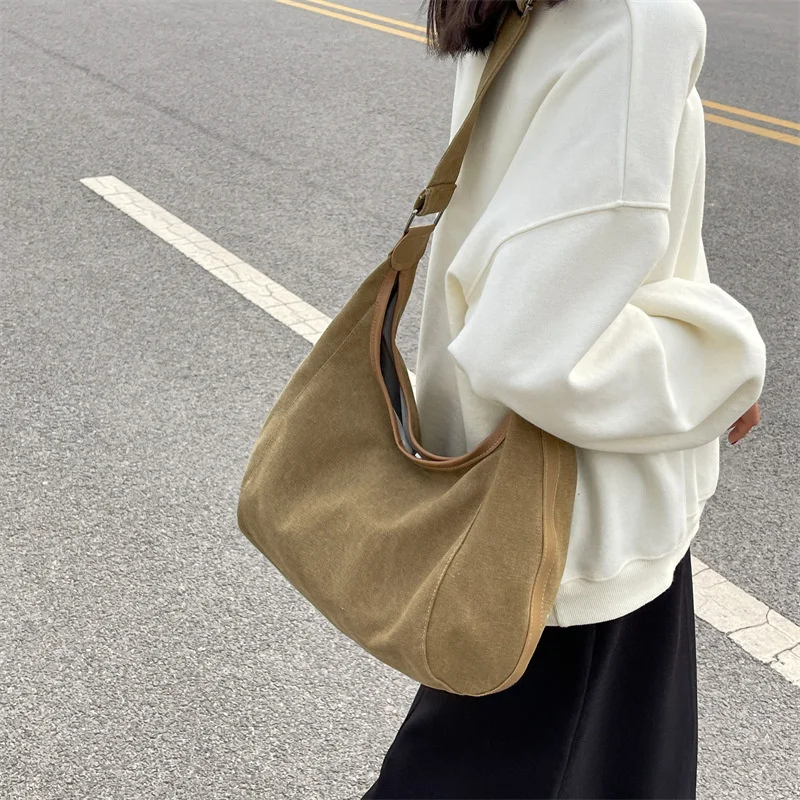 

Canvas Youth Women Shoulder Bag Female Student Tote Shopper Bags 2023 Large Fashion Bookbag Cloth Woman Handbags Bolsos 크로스백