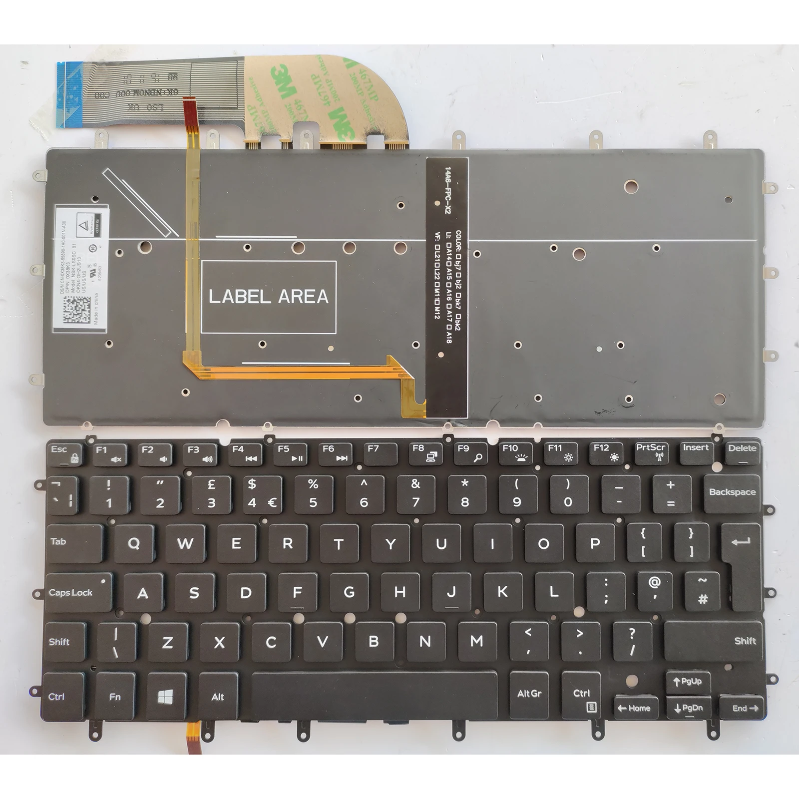 Фото Клавиатура для ноутбука Dell XPS 13 9343 9350 9360 15BR N7547 N7548 P54G P41F (Великобритания) №1
