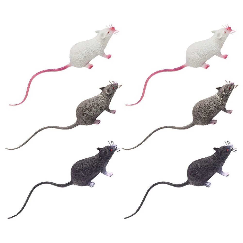 

6 Pcs Statuette Party Mouse Plaything Pet Cat Toys Indoor Playset Halloween Decorations Pvc Kids Interesting Child Mini