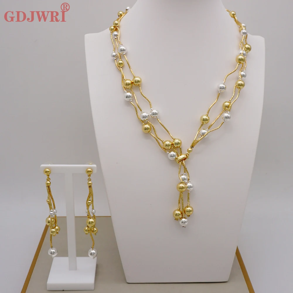 Роскошные уникальные африканские бусины Позолоченные ожерелье серьги Ювелирные