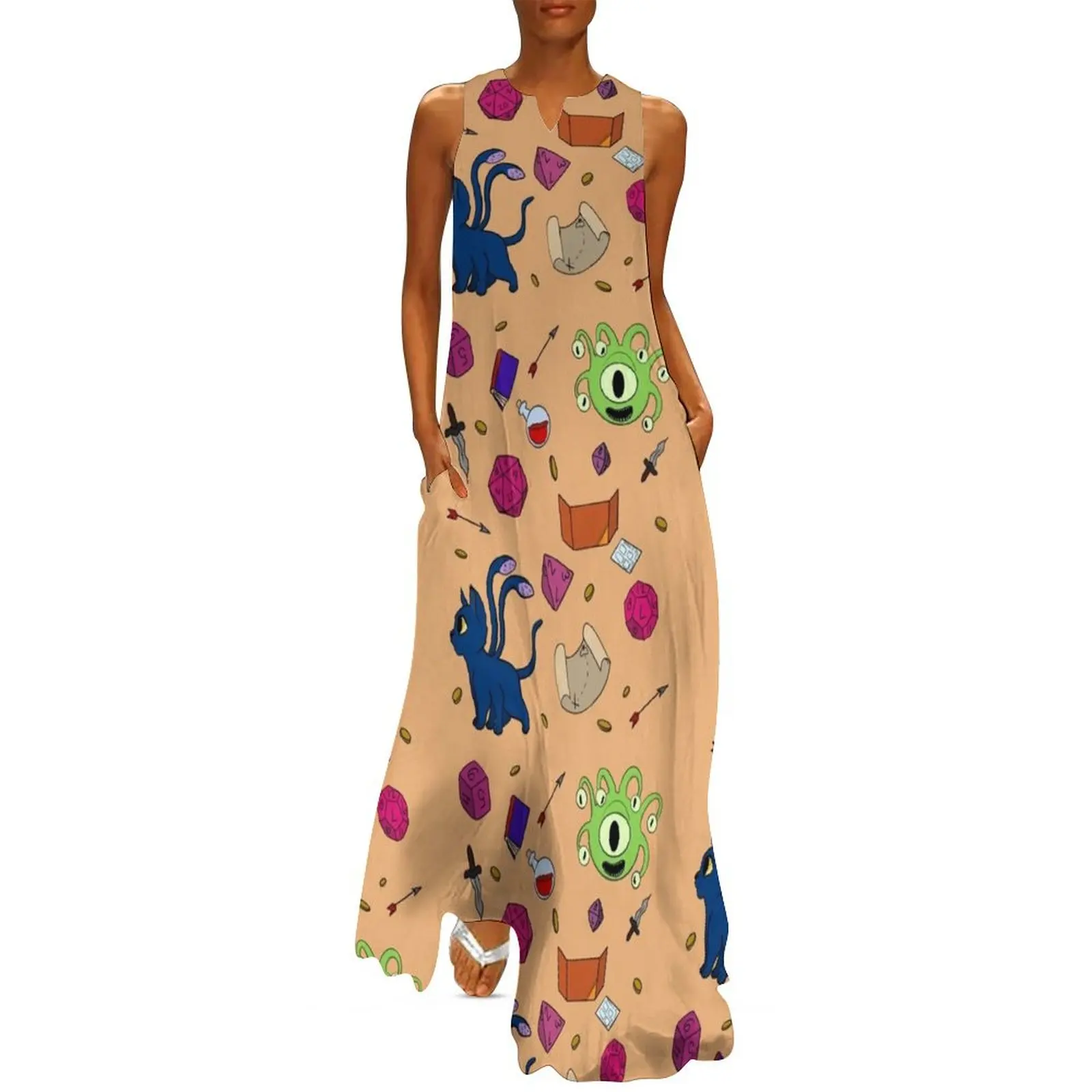 DnD длинное платье с милым узором женские длинные платья для женщин 2024 роскошное