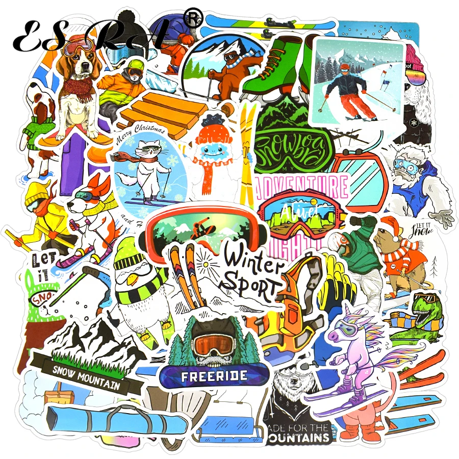 

50 шт. набор спортивных наклеек для катания на лыжах, зимние водонепроницаемые Стикеры с граффити «сделай сам», шлем для сноуборда, ноутбук, л...