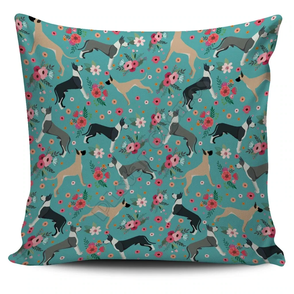 

Great Dane Flower Pillow Cover 3D Printed Pillowcases Throw Home Decoration Double-sided Printing 12 style