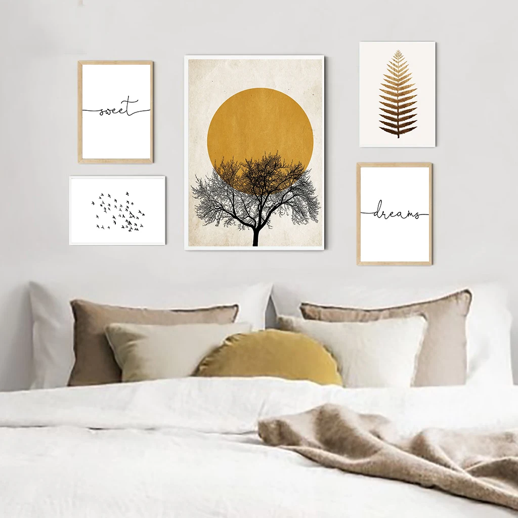 

Morning Sun Tree Abstract Poster Nordic Print Scandinavian Wall Art Picture Sweet Dream Home Decor Canvas Painting Simplicity