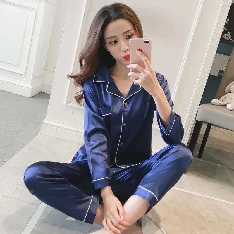 2pcs Women Silk Satin Pajamas Set Plus Size Sleepwear Pijama Ladies Pajamas Suit Female Sleep Two Piece Set Women's Loungewear