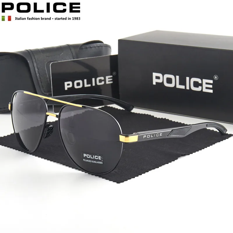 

Солнечные очки полиция UV400 для мужчин и женщин, поляризационные солнцезащитные аксессуары в металлической оправе, в квадратной многоугольн...
