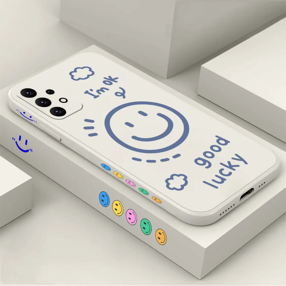 

Happy Smile Face Phone Case For Samsung A91 A73 A72 A71 A53 A52 A51 A42 A33 A32 A31 A23 A22 A21S A13 A12 A03S A02S 4G 5G Cover