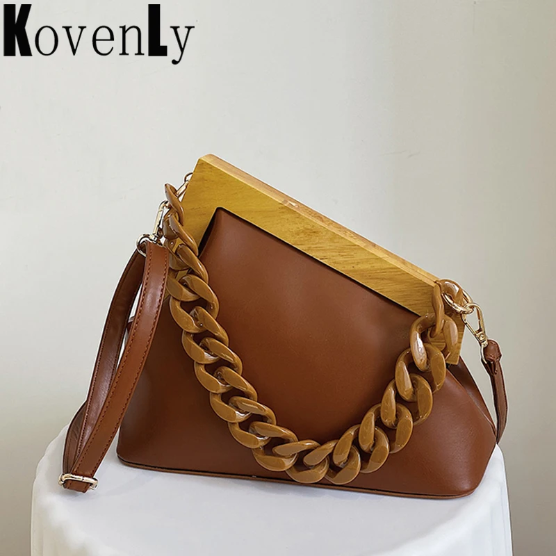 Роскошная дизайнерская кожаная сумка новинка 2022 сумочки и кошелек с деревянным