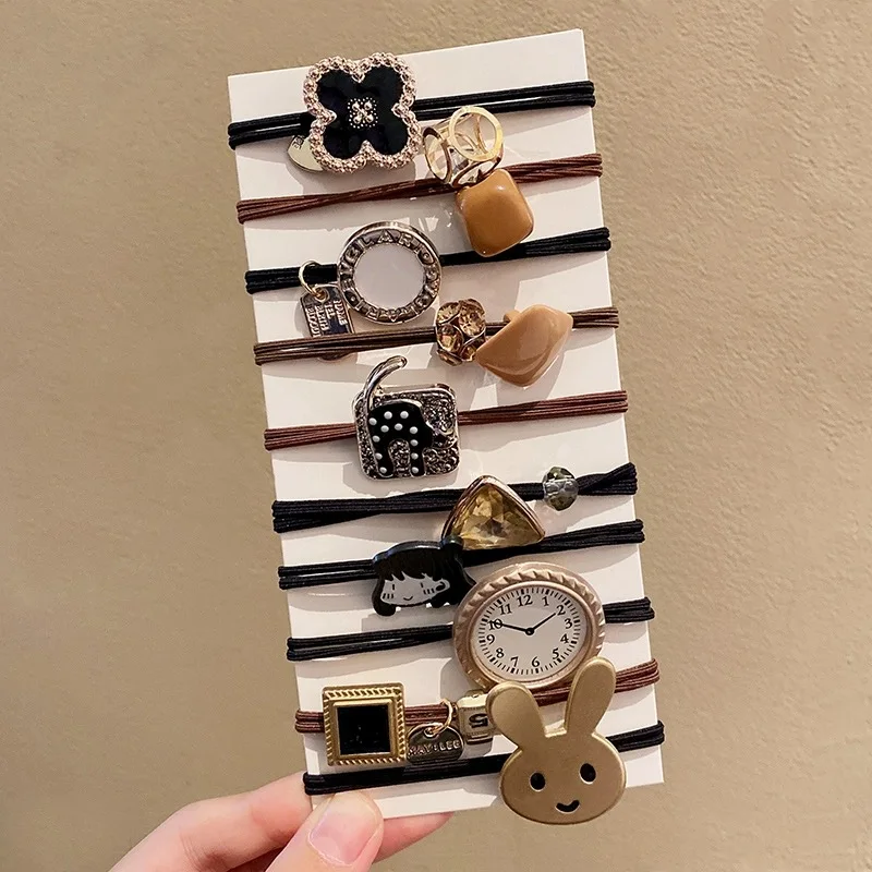 10 шт./компл. милые эластичные веревки для волос повязка с мультяшными цветами