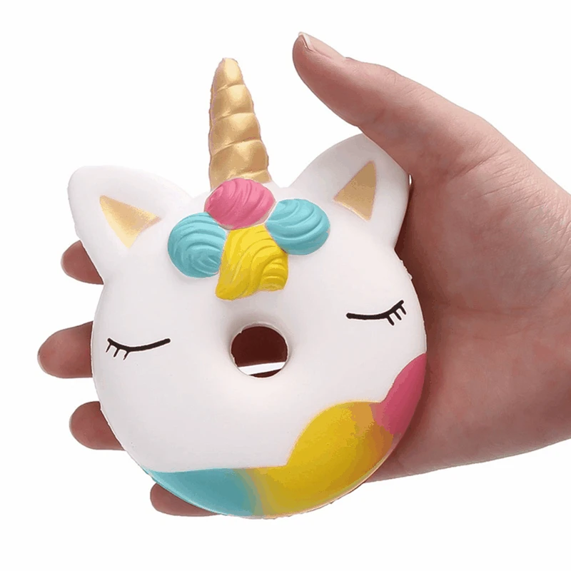 

Новинка Kawaii 12 см большой пончик Единорог Сжимаемый медленно Восстанавливающий форму Розовый Единорог пончик сжимаемая забавная игрушка дл...
