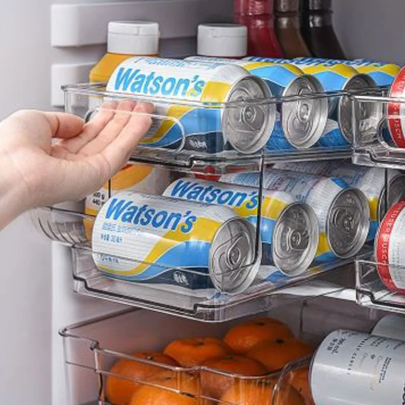 

Refrigerator Organizer Bins Pop Soda Can Dispenser Beverage Holder -Clear Plastic Canned Food Pantry Storage Rack