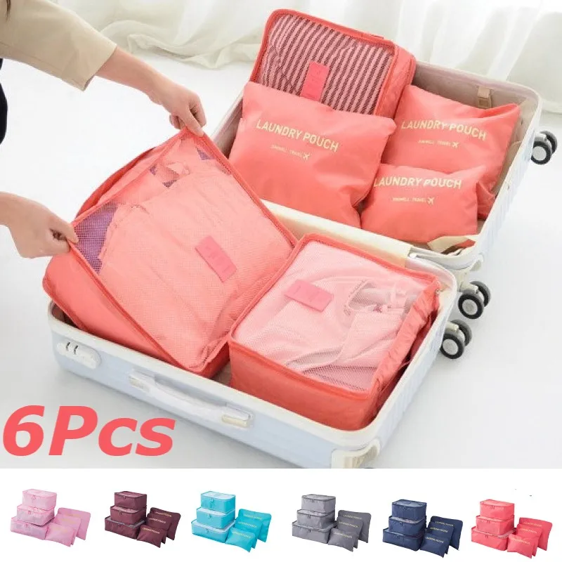 

6pcs Travel Organizer Storage Bags Portable Travel Suitcases Organizer Travel Bag for Women Luggage Organizer Clothes Shoes Bag