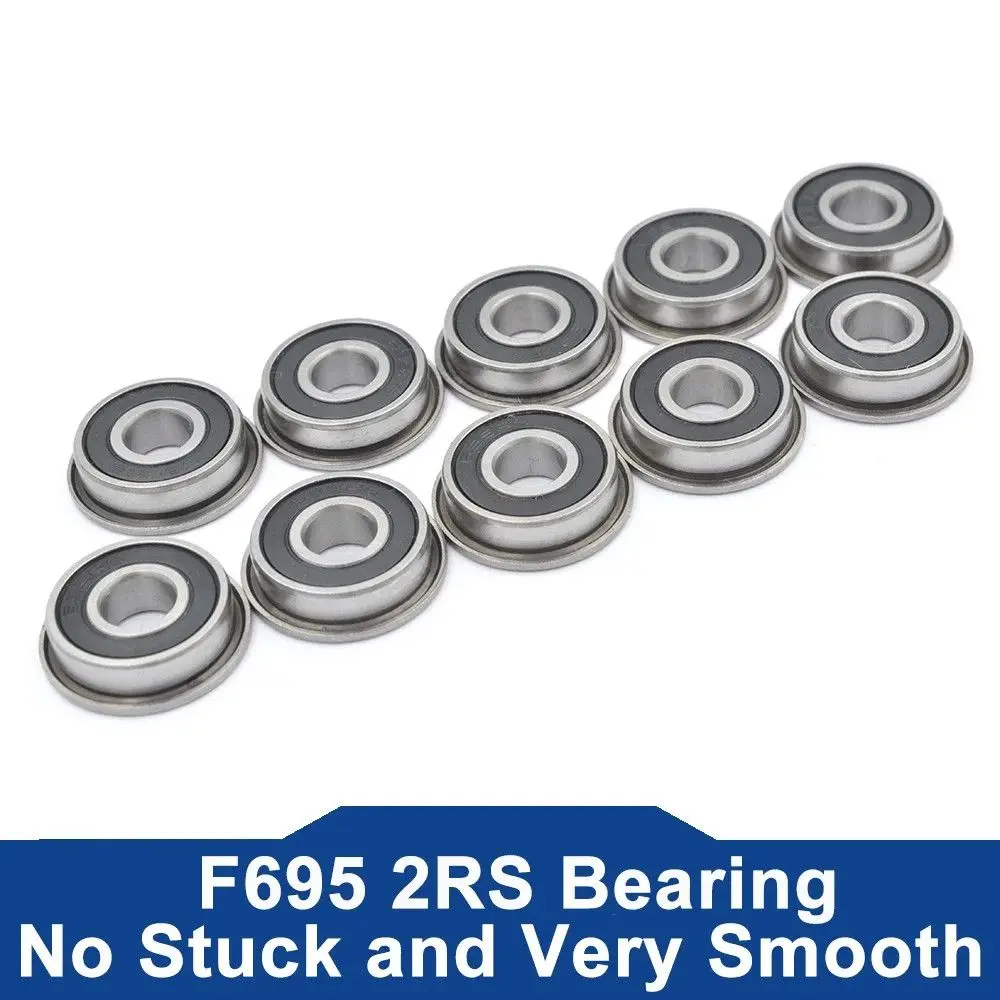 

ABEC-9 Bearing Steel 5*13*4 mm Flanged Miniature Flange Ball Bearing F695 RS Ball Bearings F695 2RS Bearing 3D Printer