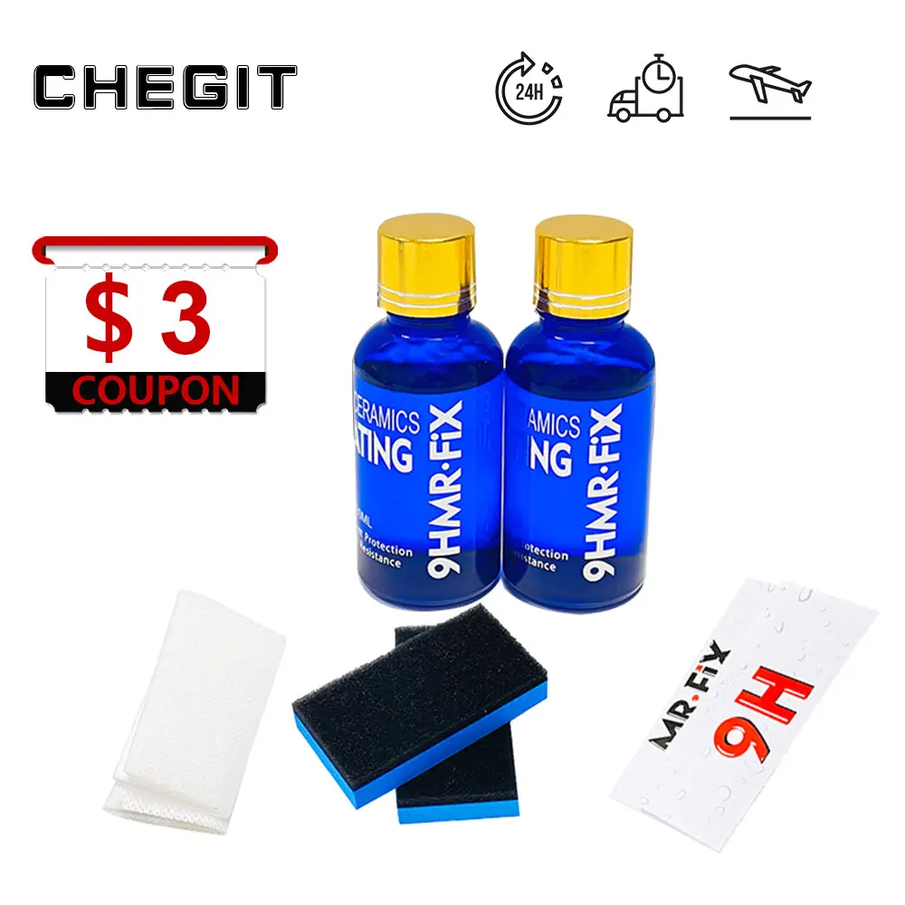 

2Pcs 9H Liquid Ceramic Coat Super Hydrophobic Glass Coating Set Polysiloxane and Nano materials Car Polish Anti-scratch coating