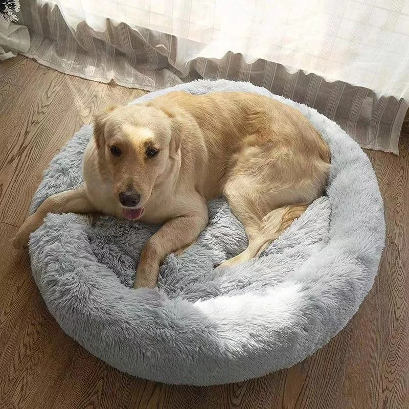 

Very Soft Plush Dog Bed Cat House Donut Basket Fluffy Cushion Big Pet Pillow Mat Kennel Large Medium Small For Dogs Bed