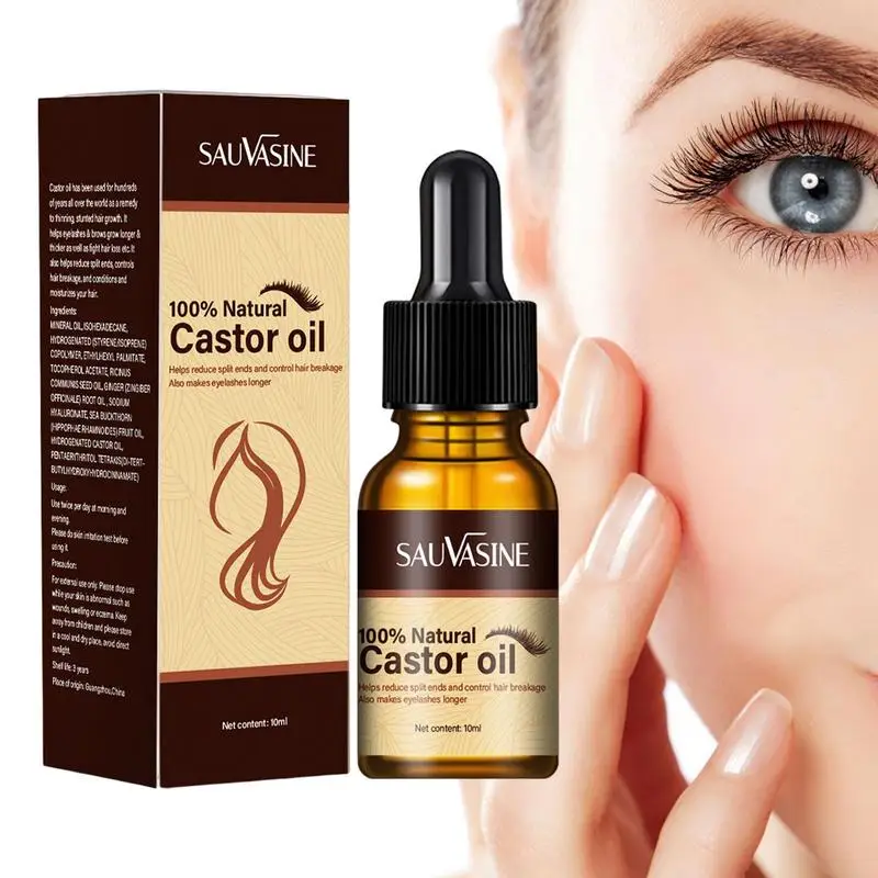 

Sdotter Castor Oil Hair Eyelash Brows Growth Essential Oil Prevent Skin Aging Castor Essence Moisturizer Skin Care Healthy For W