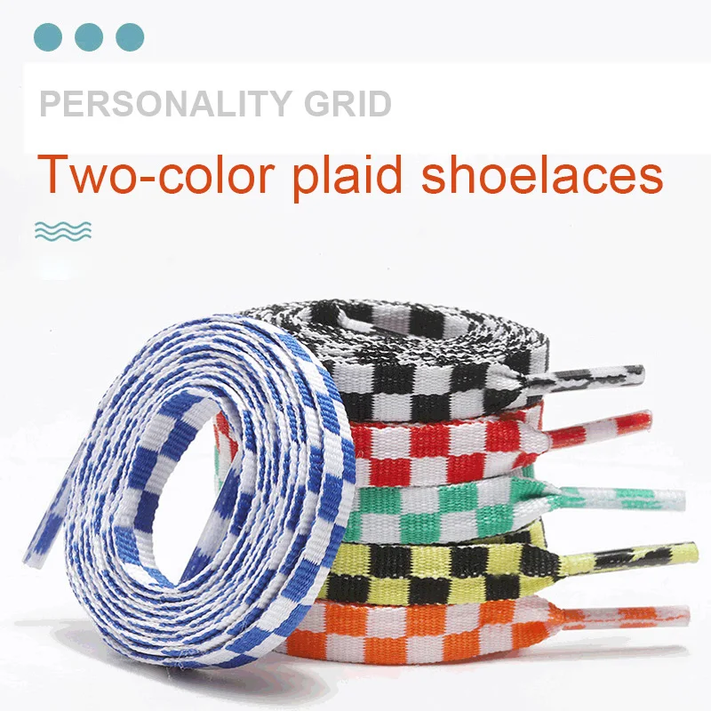 

New 8MM Colorful Man Women Flat Black White Grid Shoe Laces Polyester Printing Checkered Ribbons Shoelaces Mosaic Shoelaces