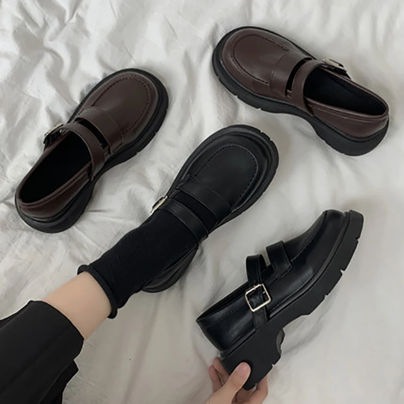 

Women's Shoes Platform Oxfords Autumn Clogs Retro Leather Summer Fall Basic Rubber Rome Mary Janes PU Med Hoof Heels Retro Woman