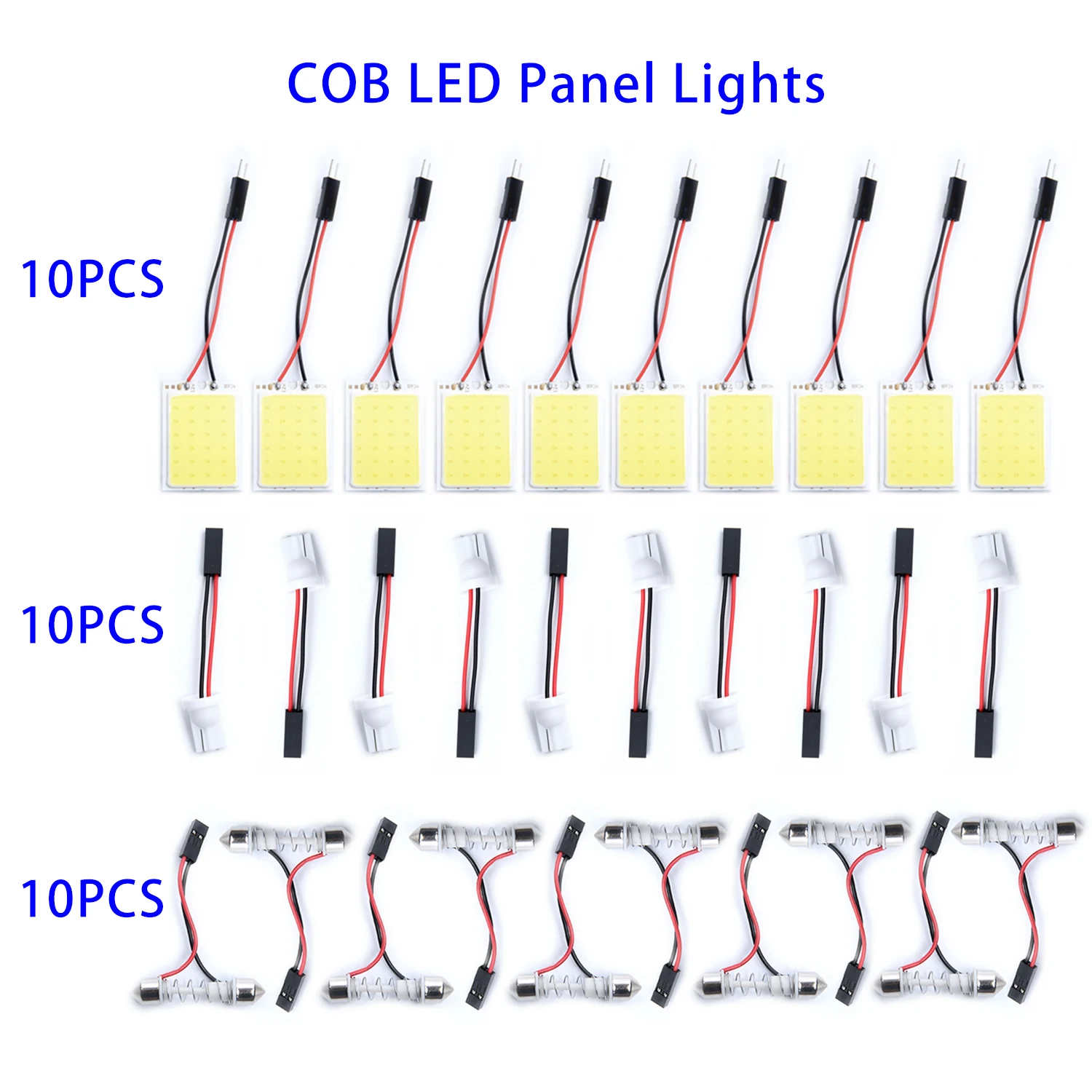 

10pcs White 24SMD LED Car Interior Dome Panel Lights + Festoon T10 Adapter Brand New Auto Parts High Quality And Durable