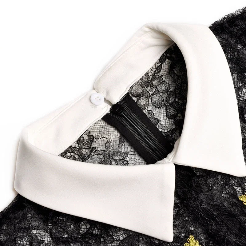 Женские дизайнерские модельные платья элегантные черные кружевные с цветочной