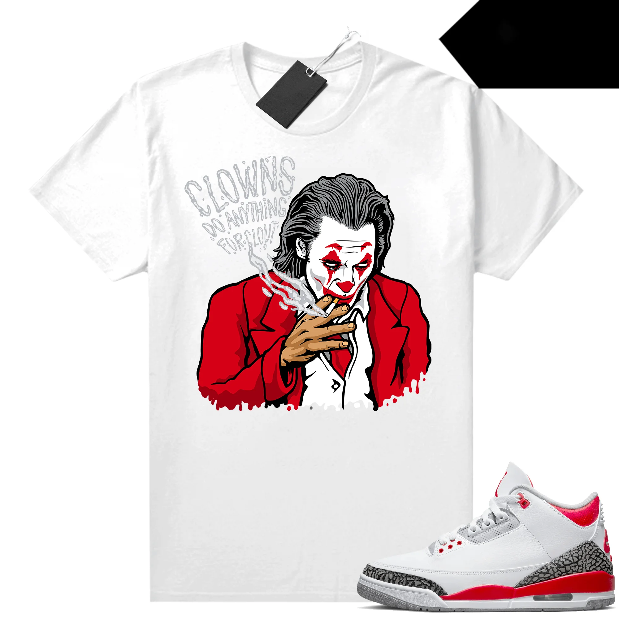 

Fire Red 3s Shirts Sneaker Match White Anything for Clout Sneaker Clothing 100% Cotton Unisex Graphic T Shirts For Men