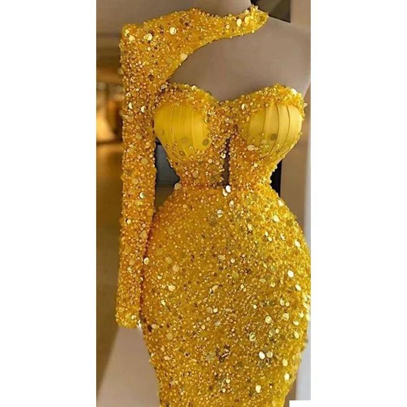 

2022 Sexy Mermaid Prom Dresses Sweetheart One Shoulder Sequins Sparkly Prom Dresses Evening Gown Vestido Fiesta Noche