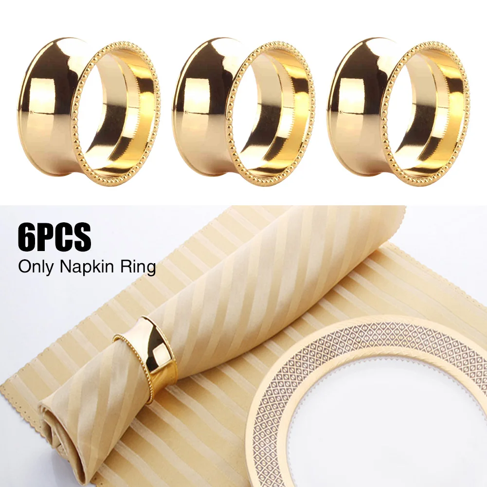 

6pcs/set Party Home Buckle Christmas Baby Shower Hotel Dinner Table Alloy Napkin Rings Flower Holder Towel Wedding Decor