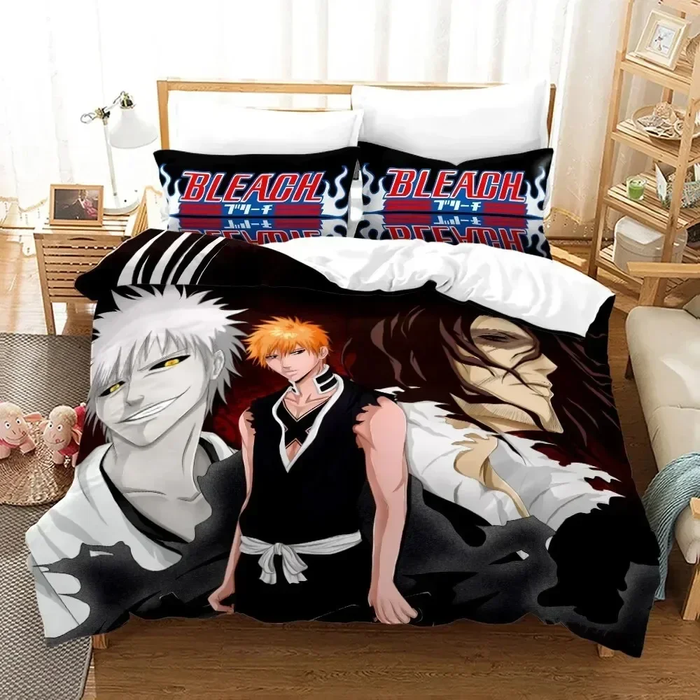 Фото Аниме Bleach Kurosaki Ichigo пододеяльник наволочка комплект постельного белья двойной полный Queen King взрослый детский постельное белье пододеяльник №5