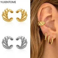 1pc gold plated silver ear clip earrings for women minimalist spiral pattern ear cuff without piercing earrings jewelry