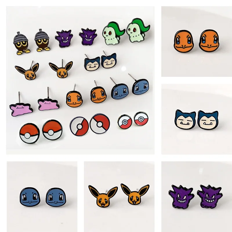 

Pokemon Alloy Pokeball Earrings for Women Girls Cartoon Figure Gengar Snorlax Charmander Ditto Cosplay Accessories Ear Stud Gift