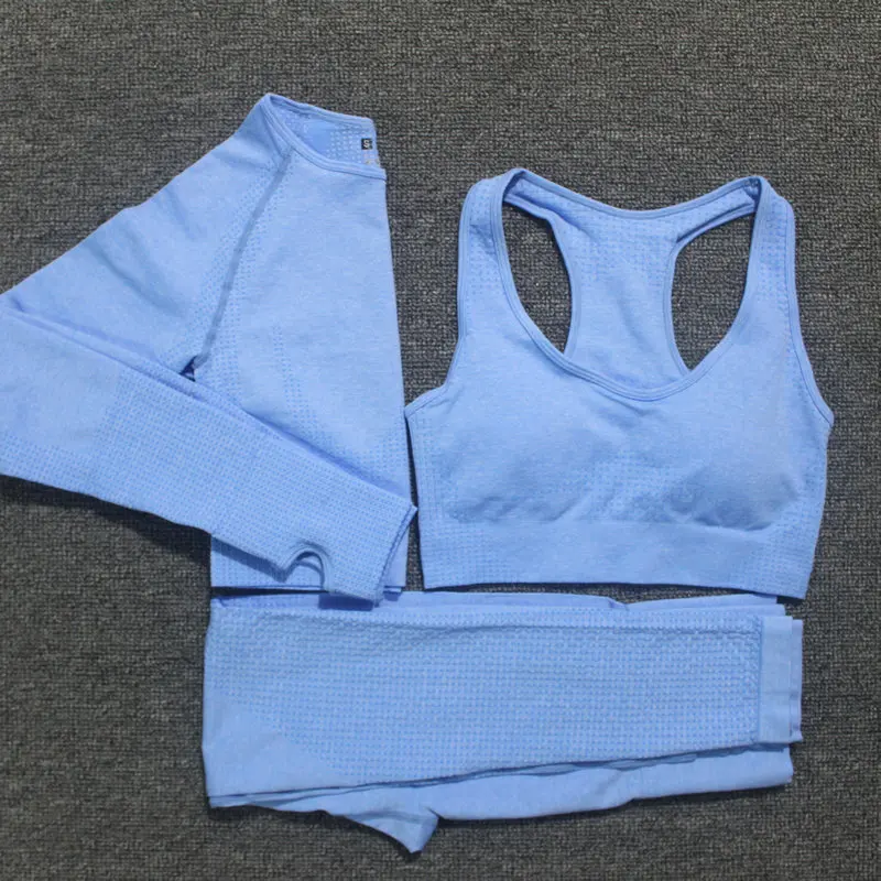 Женский спортивный костюм для занятий йогой летний из бюстгальтера и топа с
