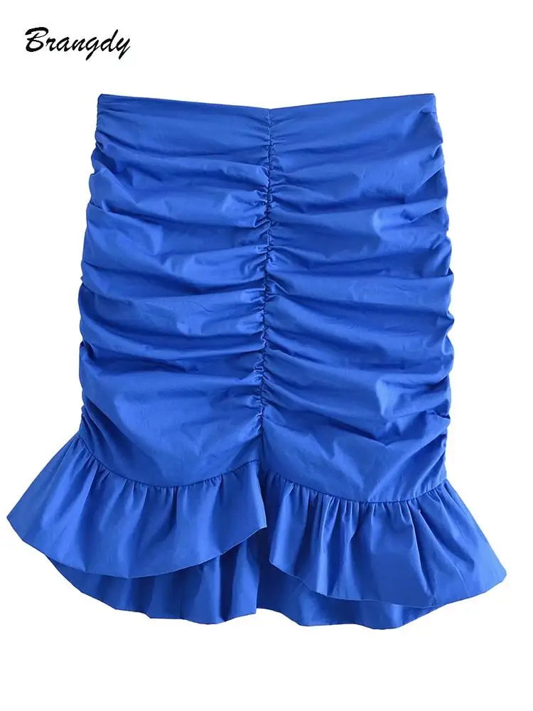 

Pleated Short Skirt Y2k Mini Skirts Blue High Waist Bodycon Women's Skirt Meimaid Women's Skirt 2022 Spring Summer Female Skirt