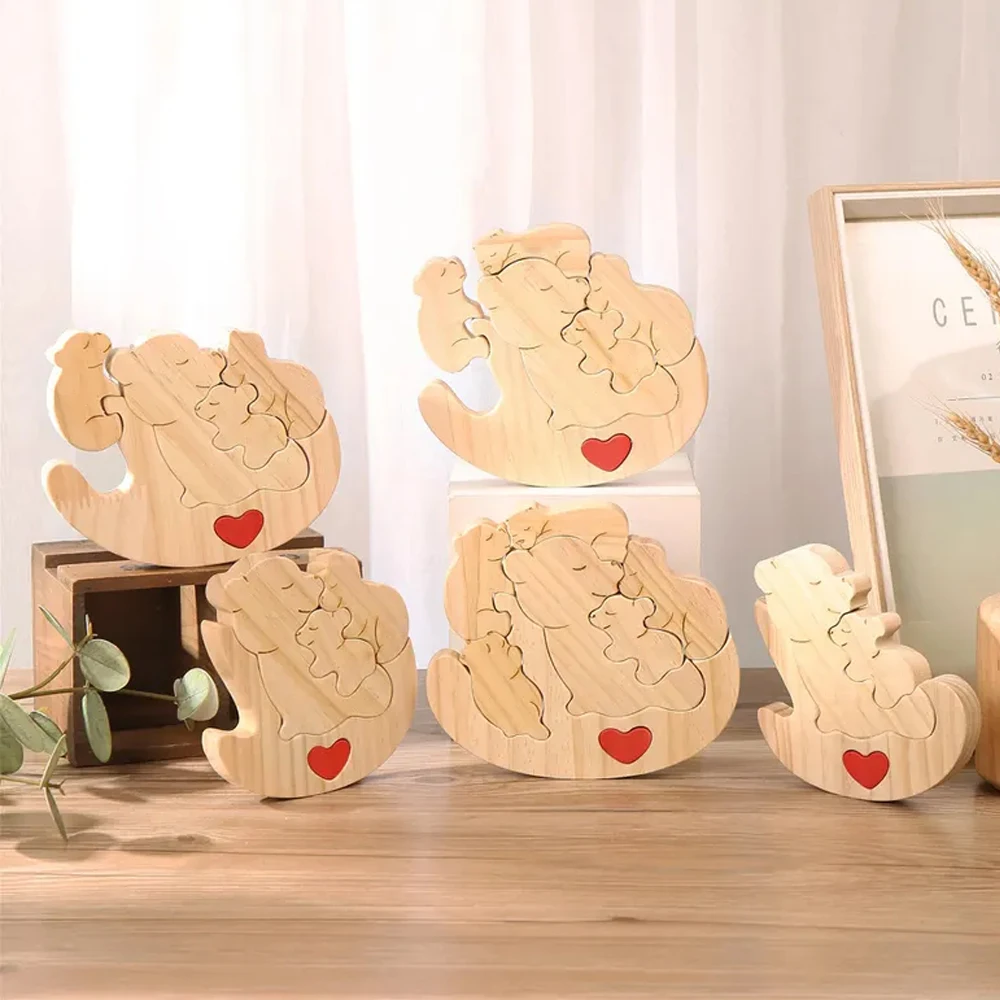 2024 персонализированная деревянная головоломка с медведем любви семейная