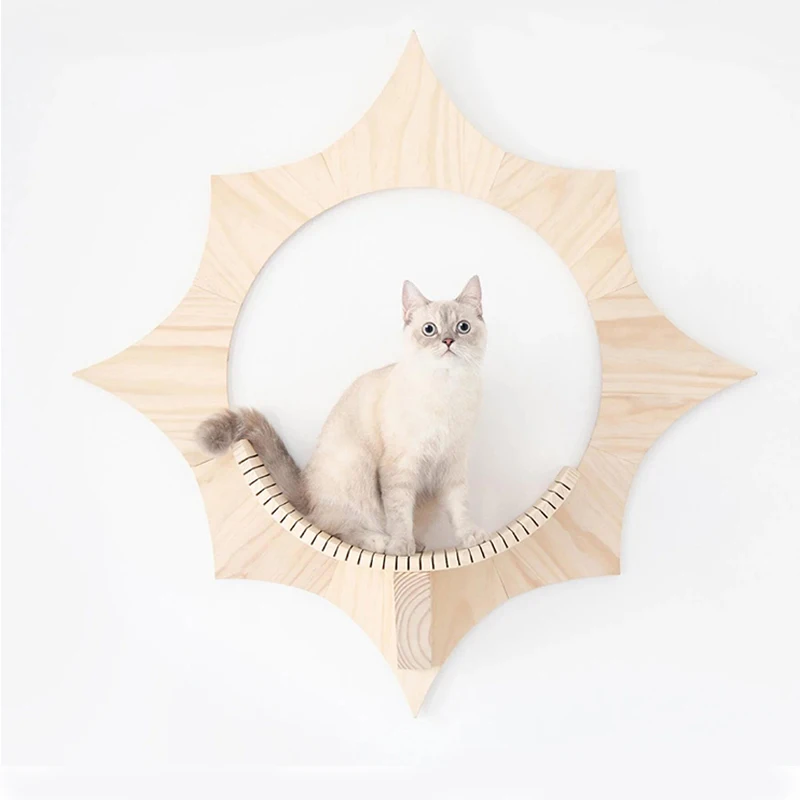 

DIY Wall Mounted Solid Wood Cat Jumping Platform Cat Climbing Frame Cat Tree Wall Pet Furniture Disassemble Kitten Springboard