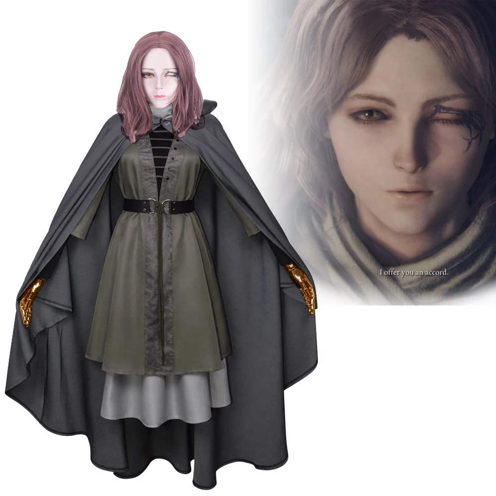 

Game Elden Ring Melina Cosplay Costume Dark Gray Cloak Women High Quality Cosplay Suit Pink Wig Halloween Party Anime Suit
