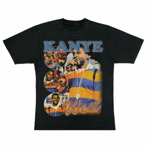 Kanye West футболка с коротким рукавом черная Винтажная в стиле унисекс