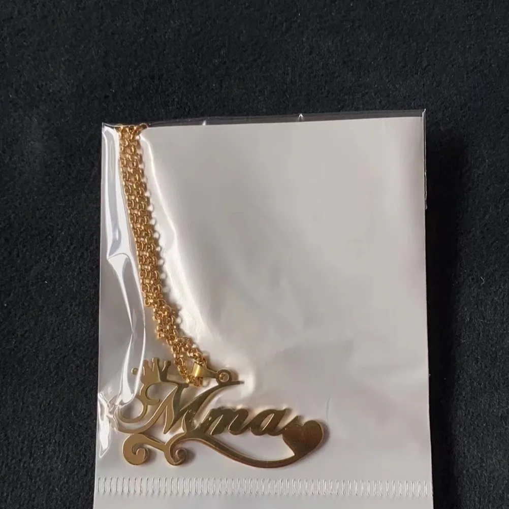 Customized Name Necklace Personalized Heart Necklace For Women Stainless Steel Crown Nameplate Pendant Jewelry Gift Bijoux Bff