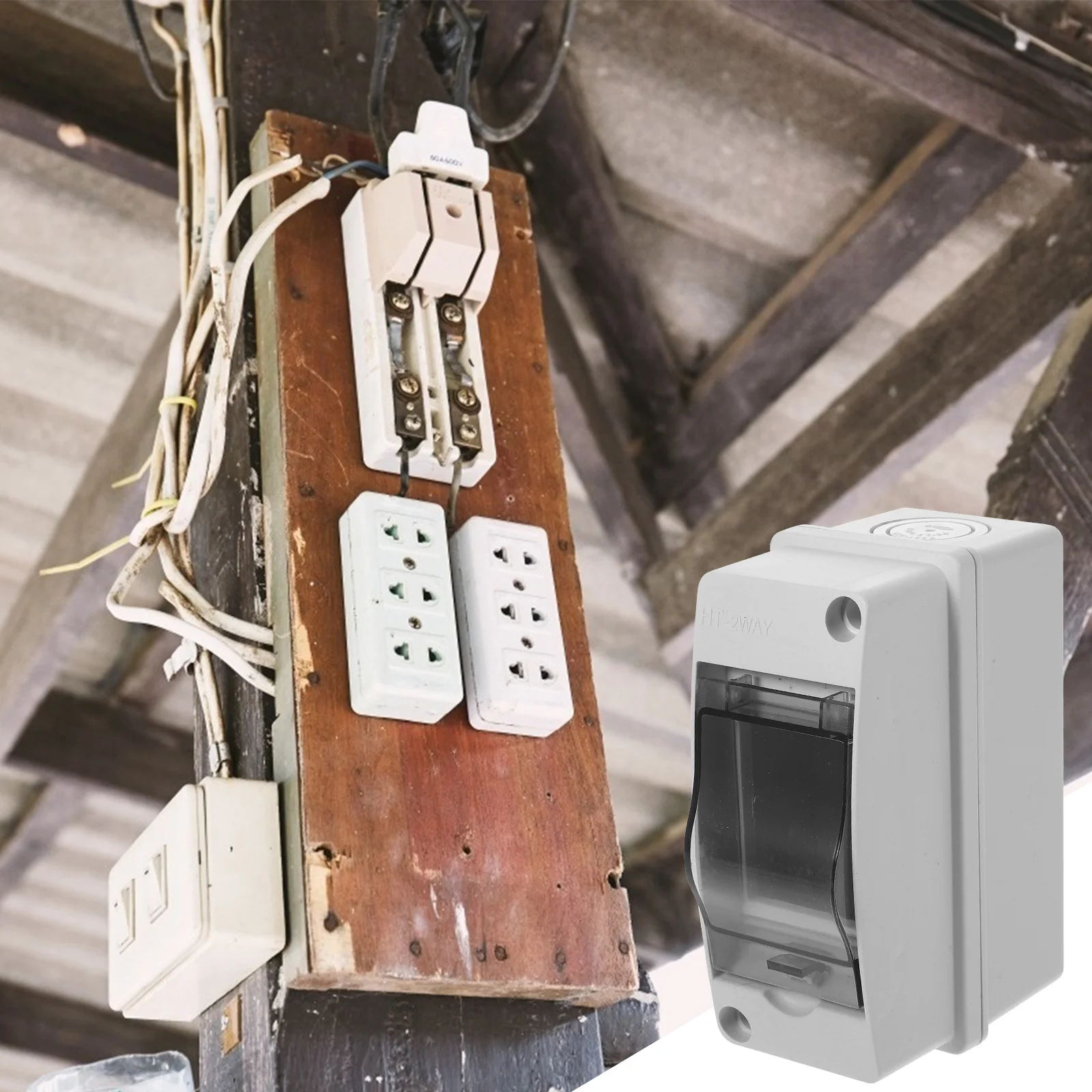 

Power Distribution Junction Box 2-way Distribution Protection Box Electrical Box (2 Way)