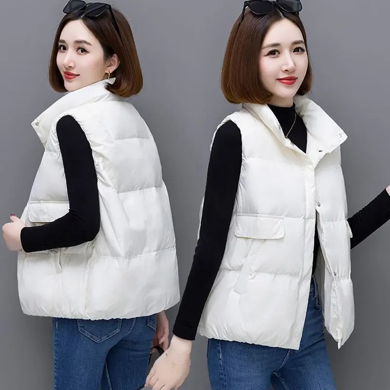 Новинка 2024 года осенне-зимний жилет из белого утиного пуха и хлопка модная теплая