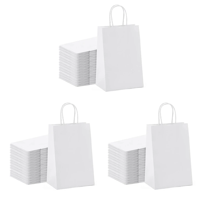 

Kraft Paper Bags 75Pcs 5.9X3.14X8.2 Inches Small Paper Gift Bags White Paper Bags With Handles Paper Shopping Bags