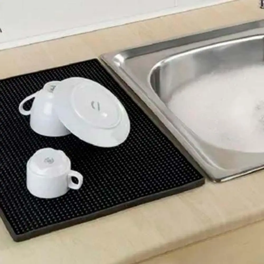 

Silicone Drain Mat 46X30CM Foldable Dishes Drainer Wooden Plates Mugs Rack Stand Holder Kitchen Supplies