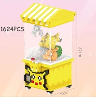 classic mini building blocks anime pokemon pikachu cartoon model clip doll catcher arcade game machine educational toy gift pvc