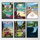 Винтажные постеры для путешествий, праздничная Картина на холсте во Франции, современный декор для гостиной, домашний декор, картины, настенное искусство без рамки