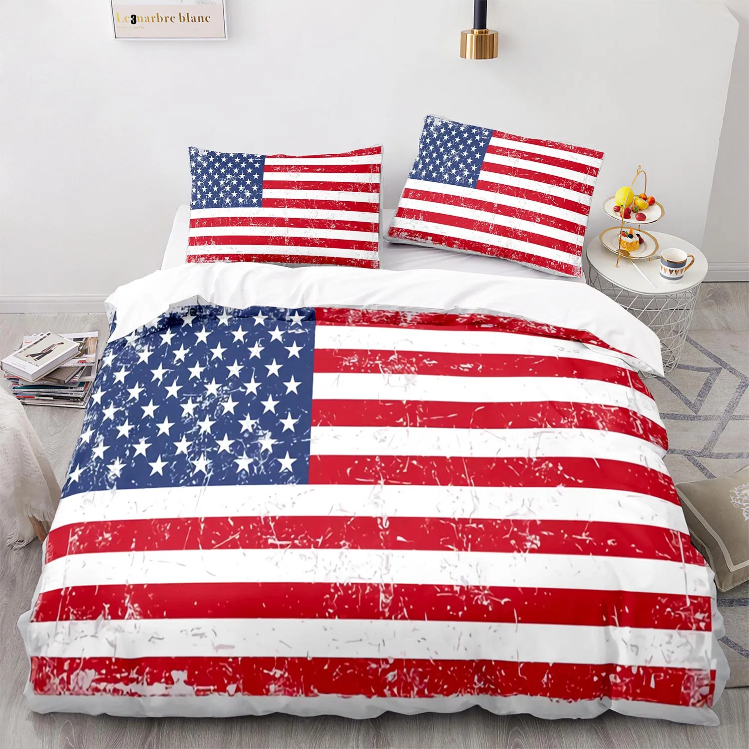 New USA Flag Bedding Set Single Twin Full Queen King Size United States Bed Sets American Aldult Kid Bedroom Duvetcover 01 | Дом и сад