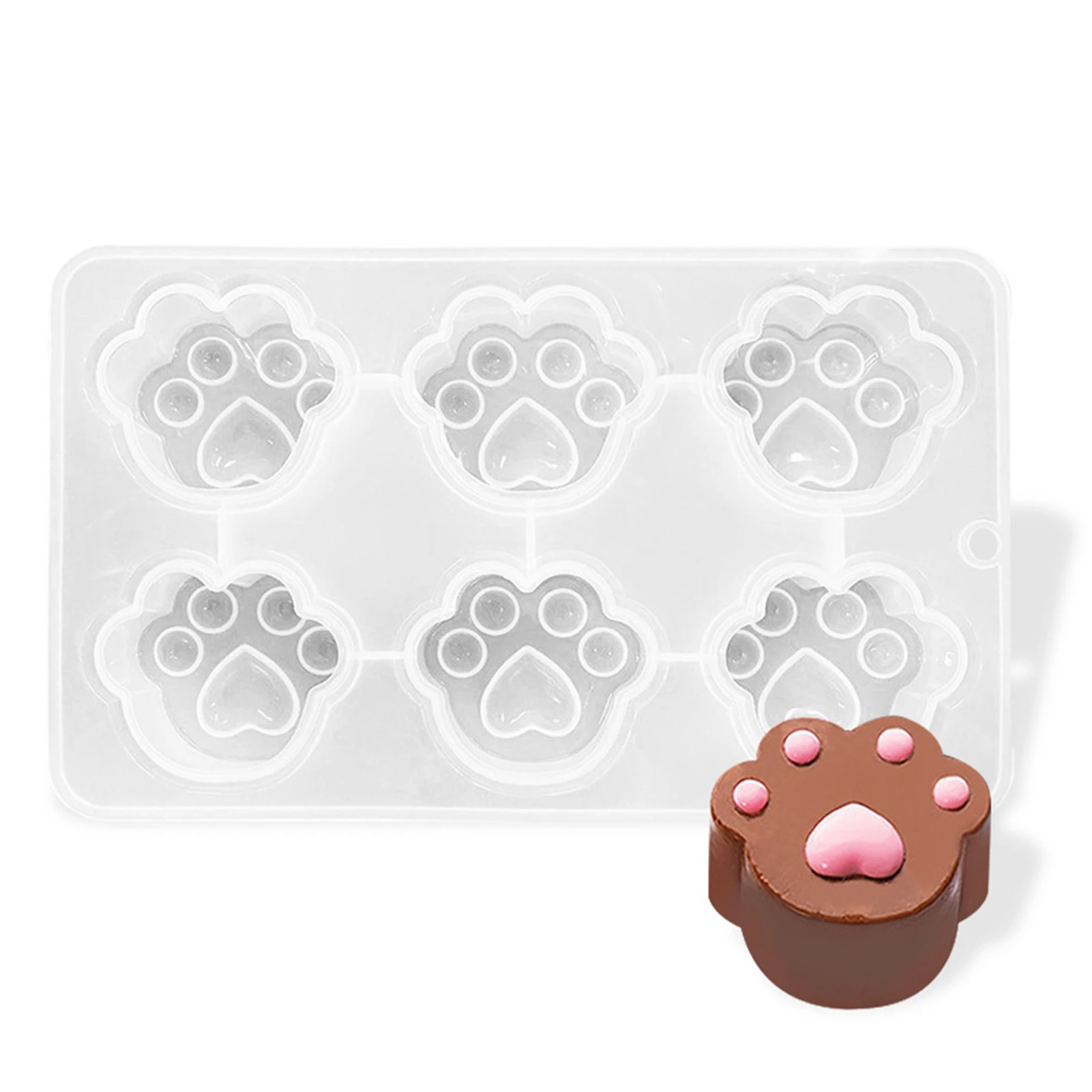 

6 Cells Cat Paw Silicone Stencil Soap Mousse Casting Die Soft Templates DIY Craft Tools chocolate mould for Candle Wax