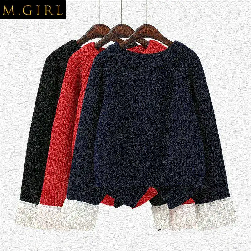 

Sweater Pullovers Women Autumn O-neck Patchwork All-match Leisure Girls Lovely Vintage Cozy Warm Classic Stylish Clothes Ulzzang
