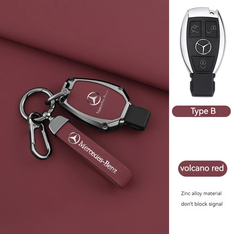 

Кожаный автомобильный чехол для смарт-ключа, чехол-брелок для Mercedes Benz A B C E S V R-Class C43 CLA GLB GLC GLK SLK SL Vito W211 W20