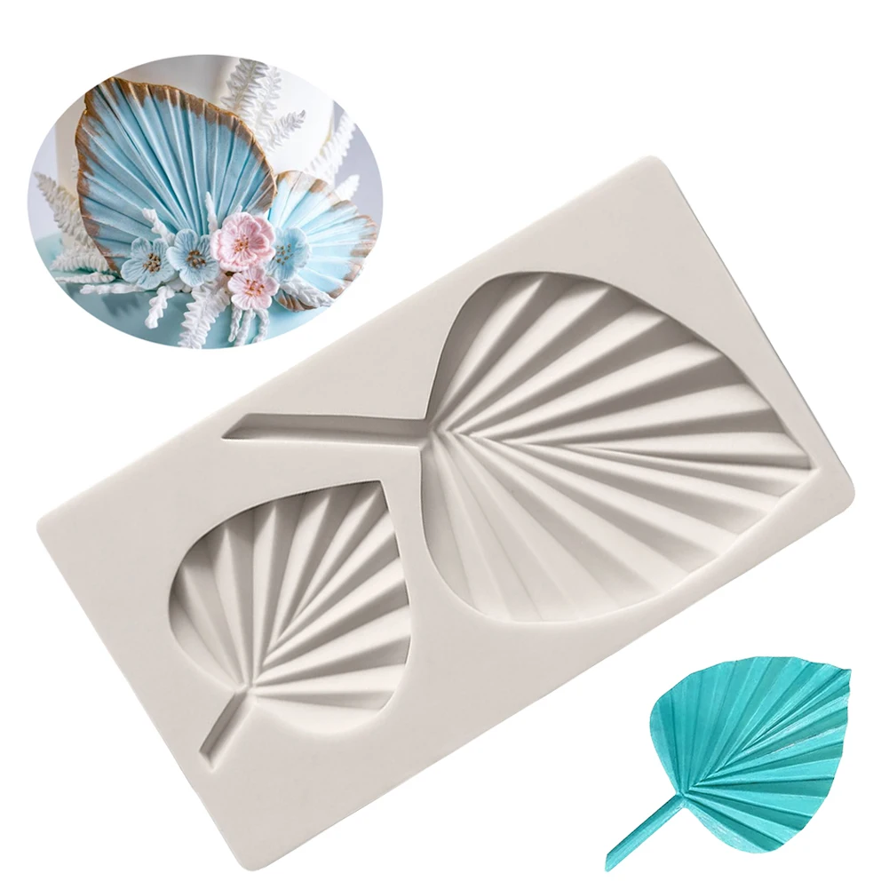 

New Silicone Mold Fan Leaf Rose Flower Leaf Fondant Cake Mold Chocolate Mold Super Light Clay Soft Pottery Mold Cake Decoration