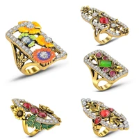 enamel color restoring ancient ways ring creative ring female creative flower woman ring bohemian accessories